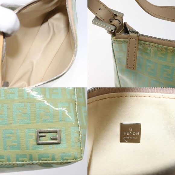FENDI Zucchino Canvas Hand Bag Peppermint Silver Auth bs24337 - Picture 16 of 16